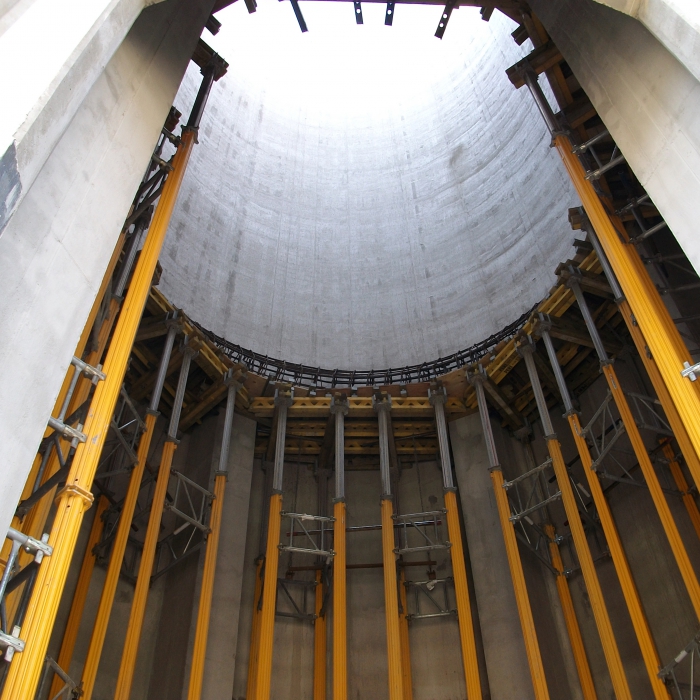 Inside of a grain silo.